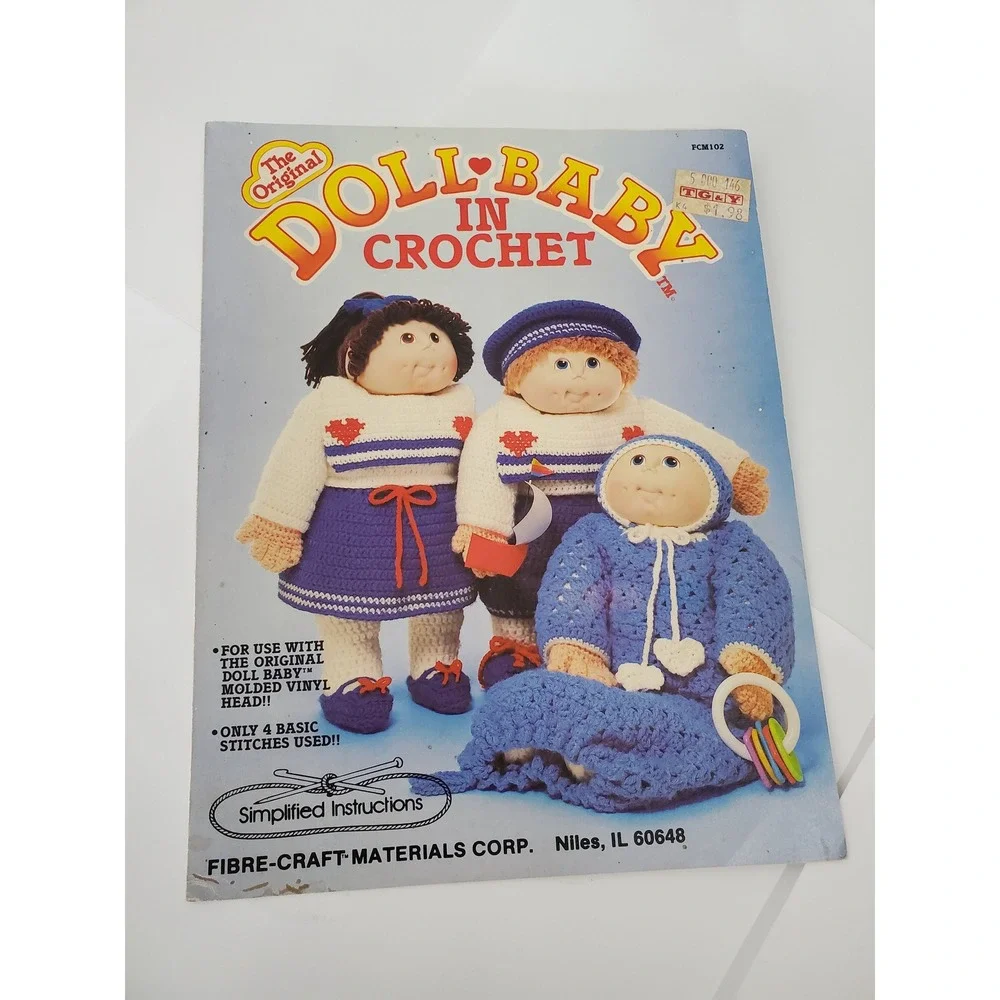 Vntage The Original Doll Baby in Crochet Pattern Booklet FCM102 Fibre-Craft 1984